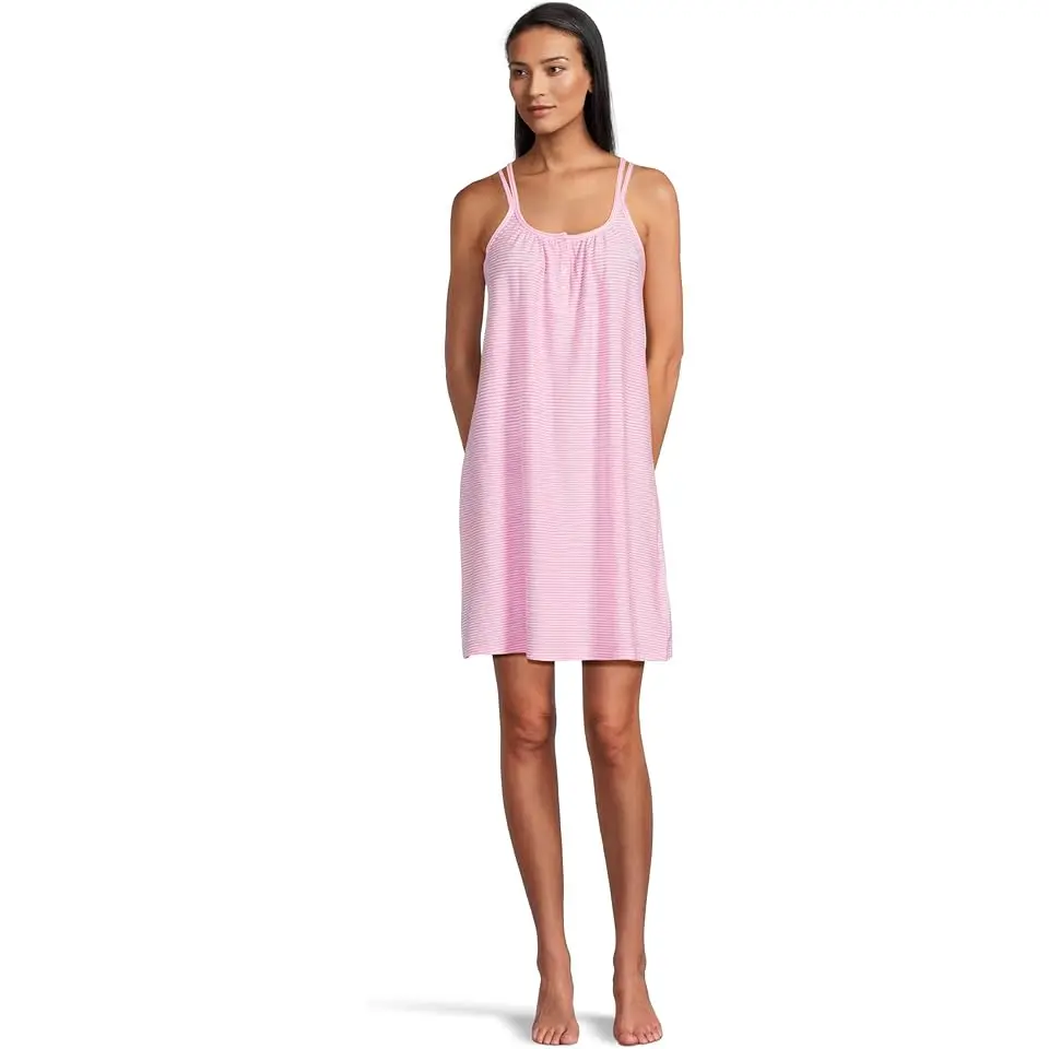 Knit Double Strap Button Neck Gown