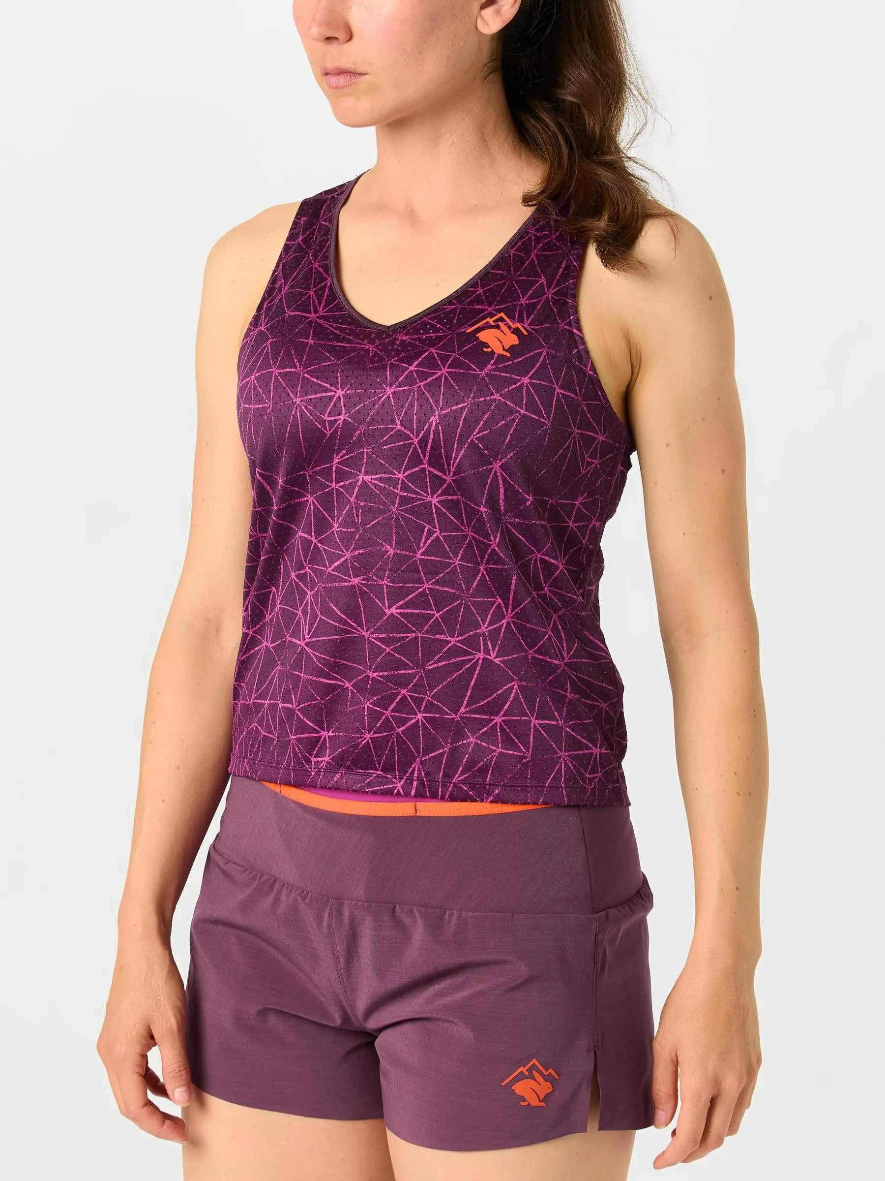 rabbit Women's Print EZ Vee Perf Trail Tank