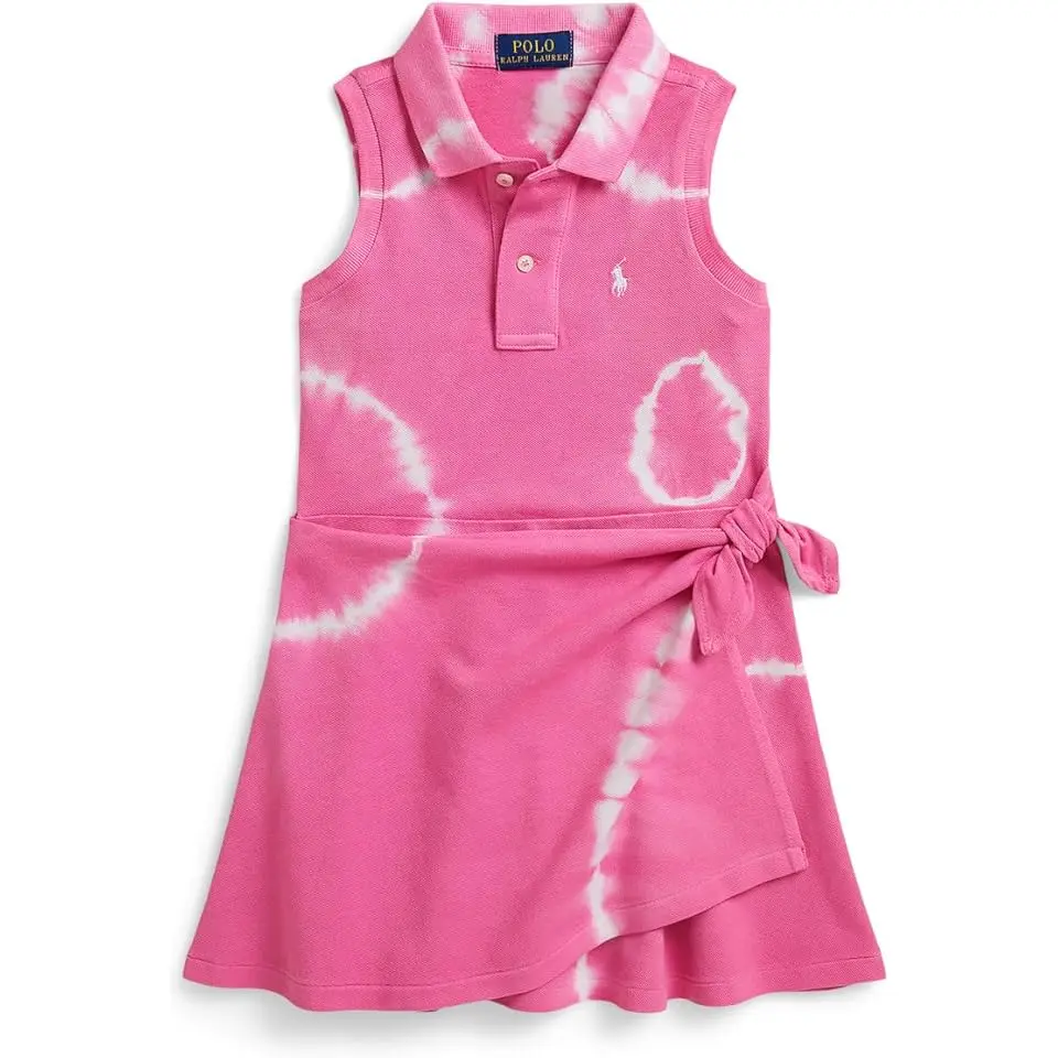 Tie-Dye Faux-Wrap Mesh Polo Dress (Toddler/Little Kid)