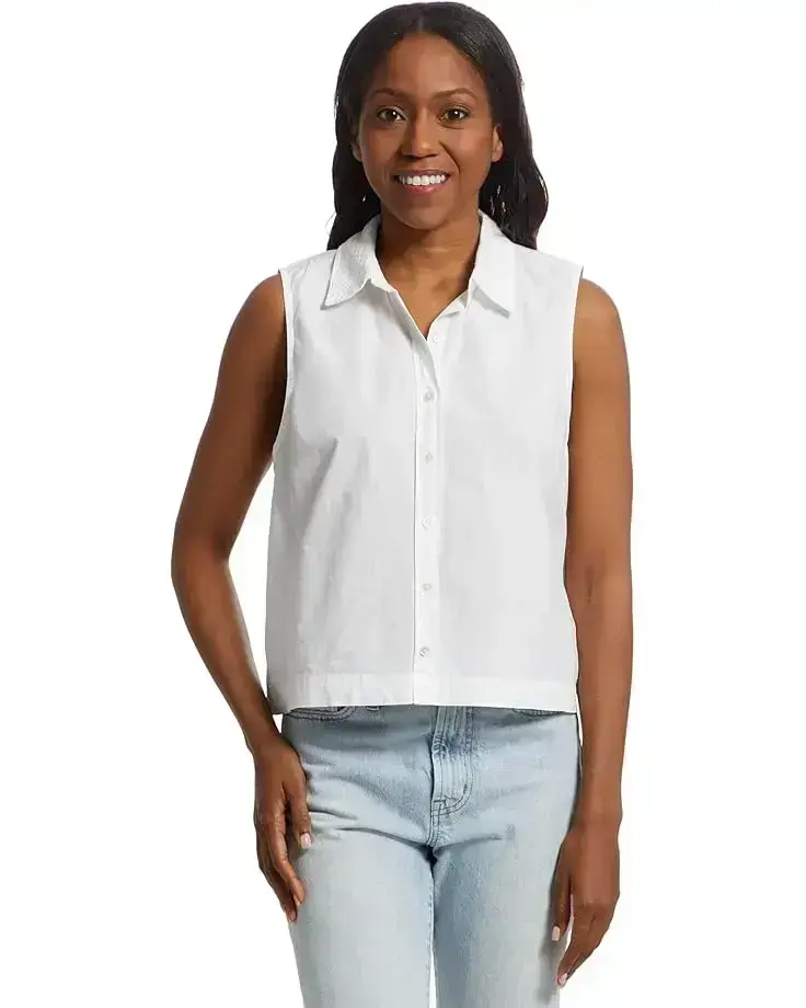 Eyelet Collar Sleeveless Shirt