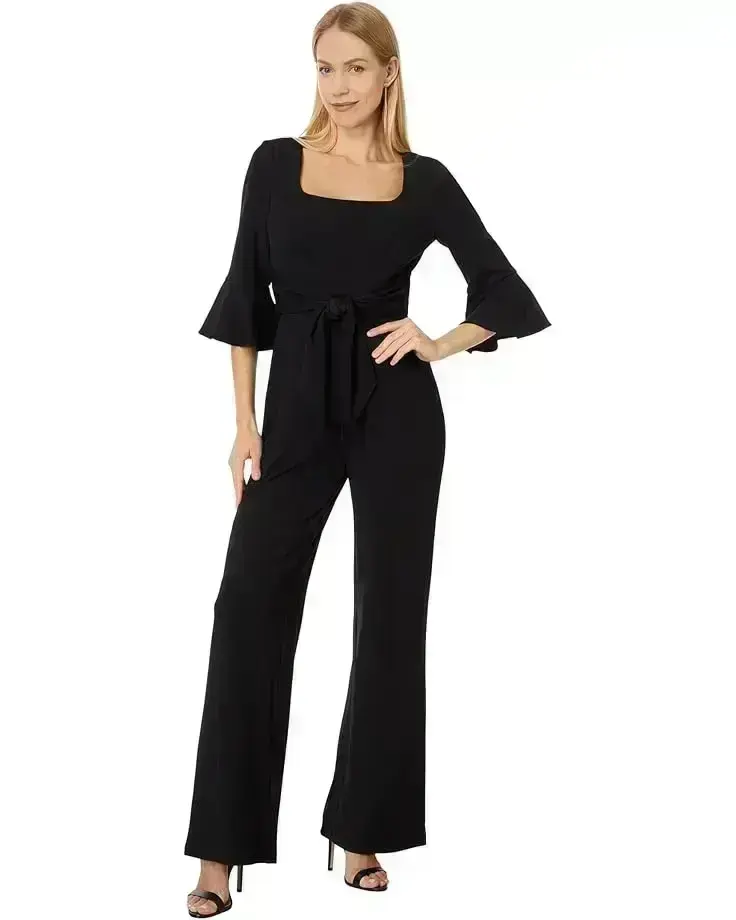 Women's Adrianna Papell Knit Crepe Tie Front Jumpsuit