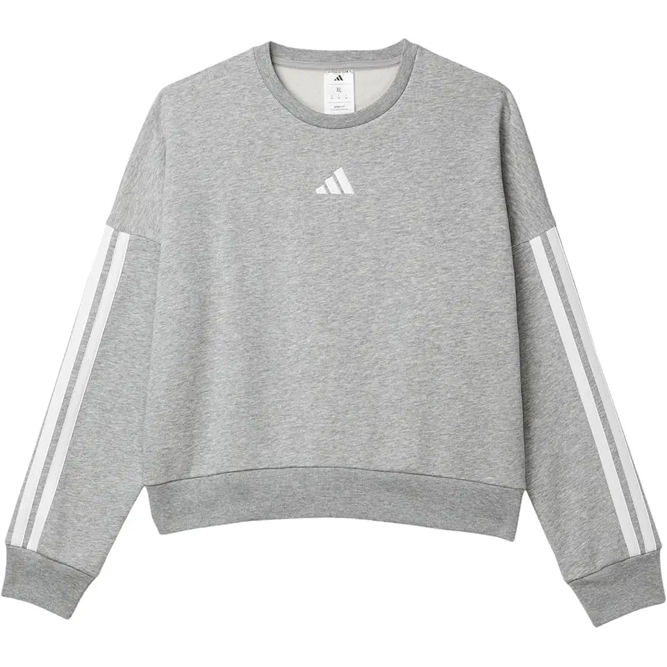 3-Stripes Crew Neck Heather Fleece Pullover (Big Kid)