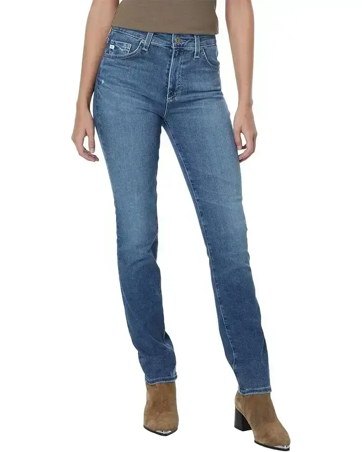 Mari High-Waist Slim Straight Leg Jeans in Park Slope