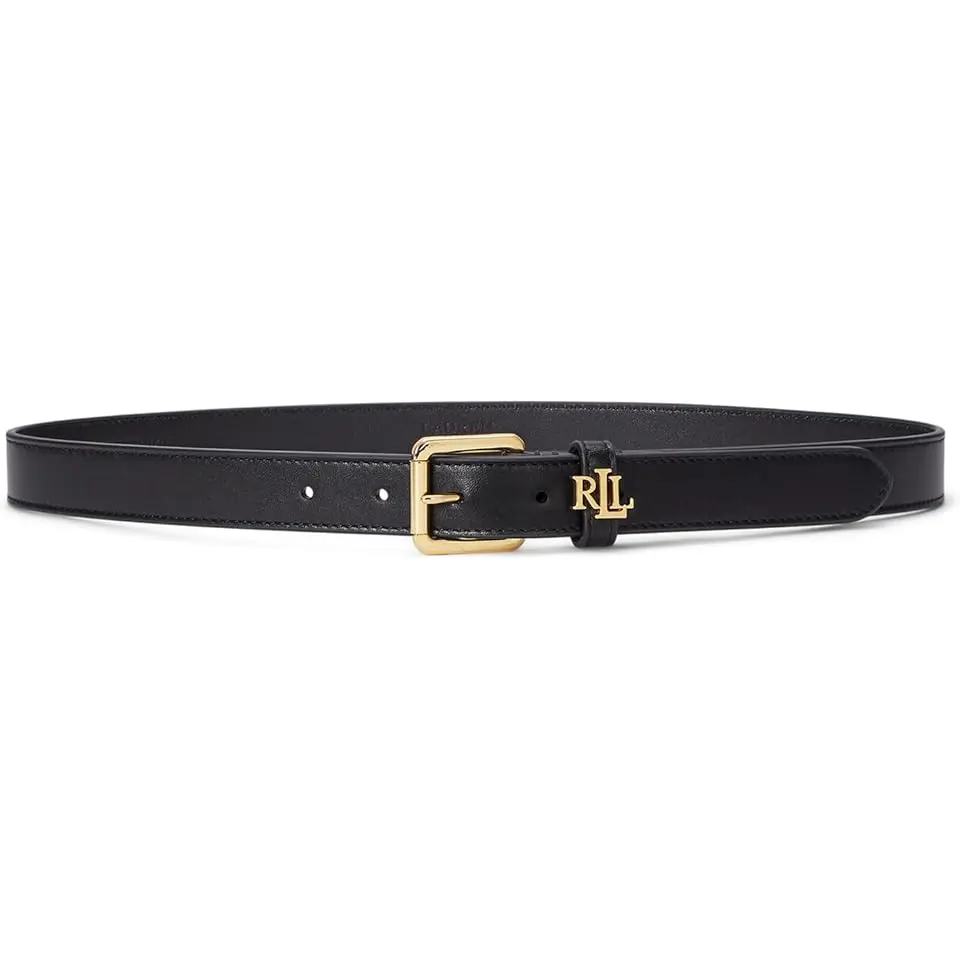 Logo-Keeper Leather Skinny Belt
