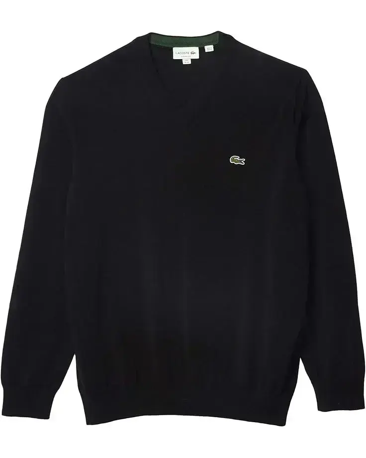 Men's Lacoste Long Sleeve Solid V-Neck Sweater