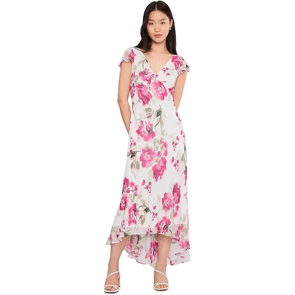 Flutter Sleeve Chiffon Floral Aline Midi