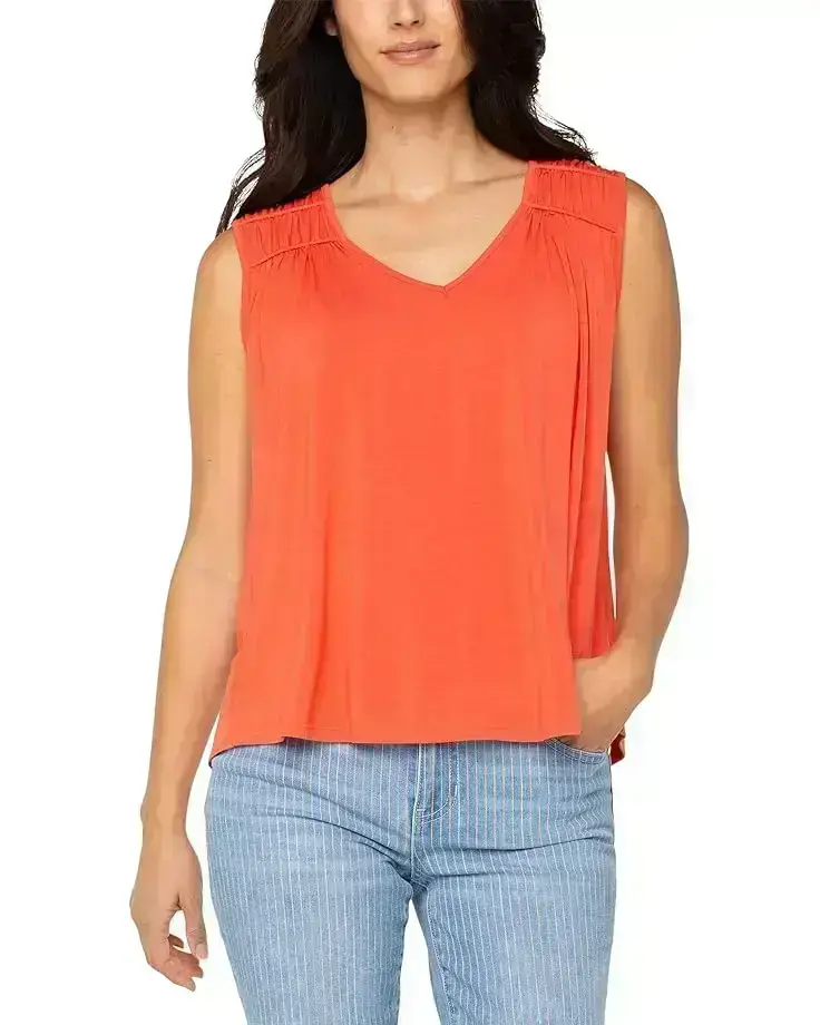 Women's Liverpool Los Angeles Sleeveless Shirred Detail Knit Top