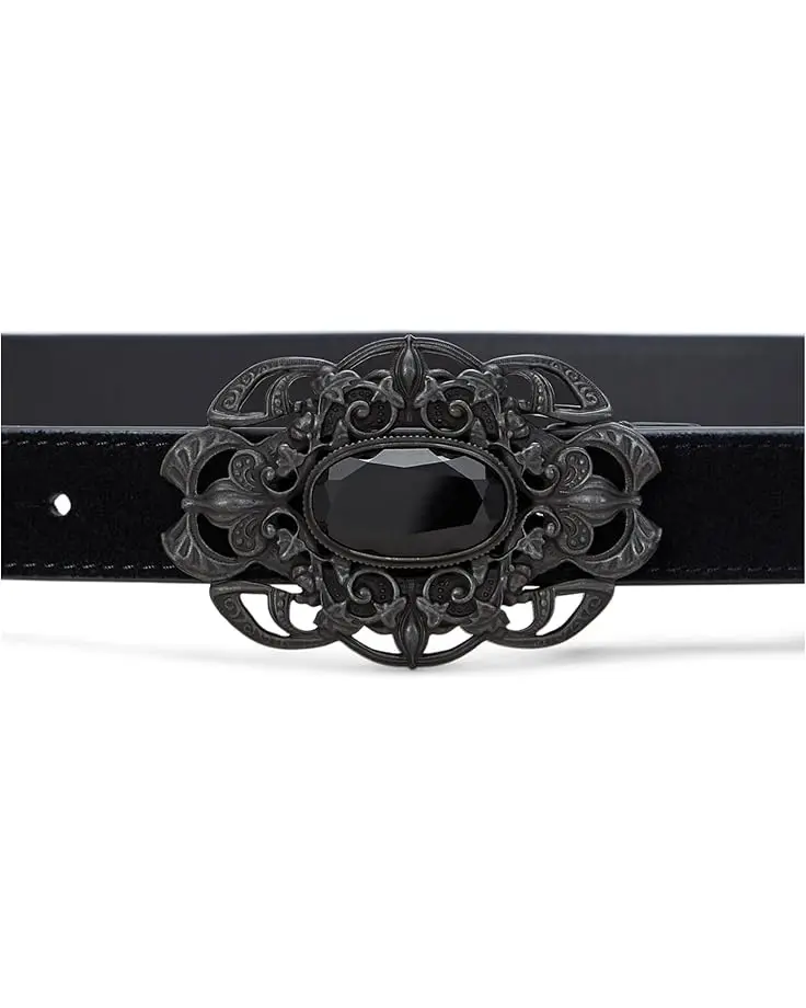 Lauren Ralph Lauren Stone-Buckle Suede Skinny Belt