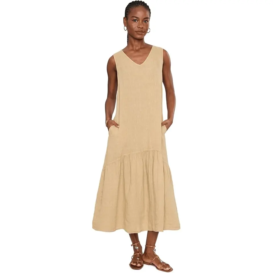 V-neck - Sleeveless Tiered Dress