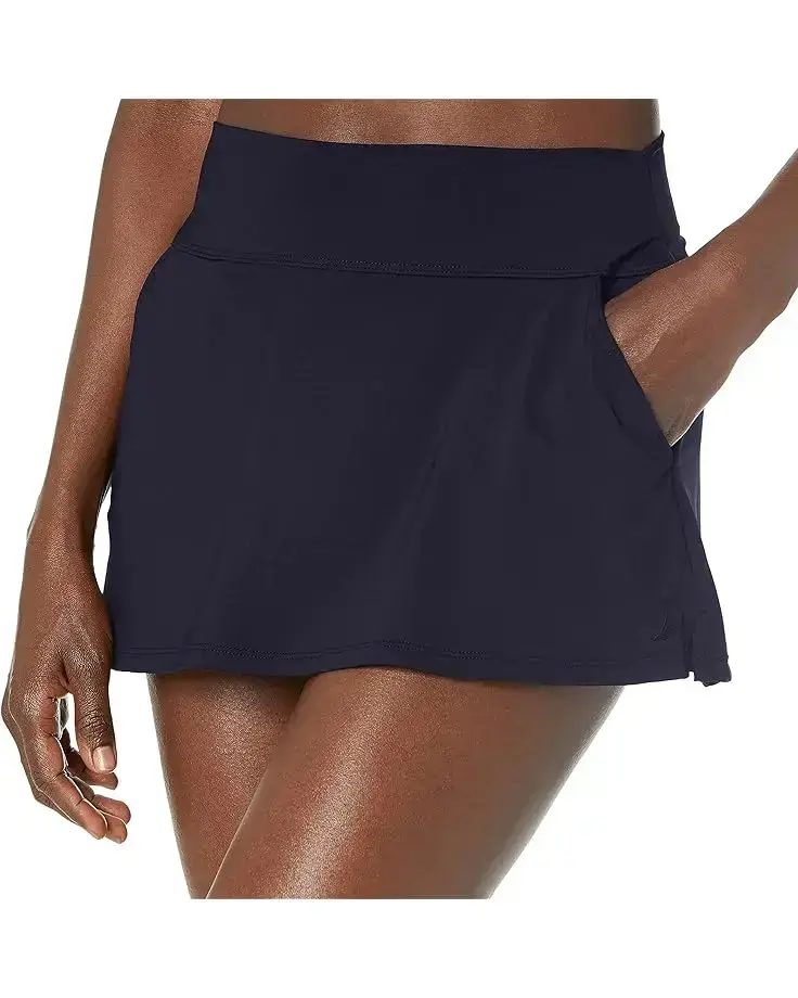 Women's Nautica Midrise Core Solid Wide Waistband Swim Skirt