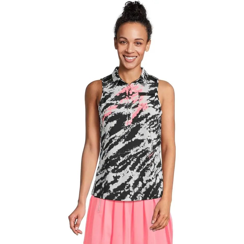 Rorschach Print Full Button-up Front Sleeveless Top