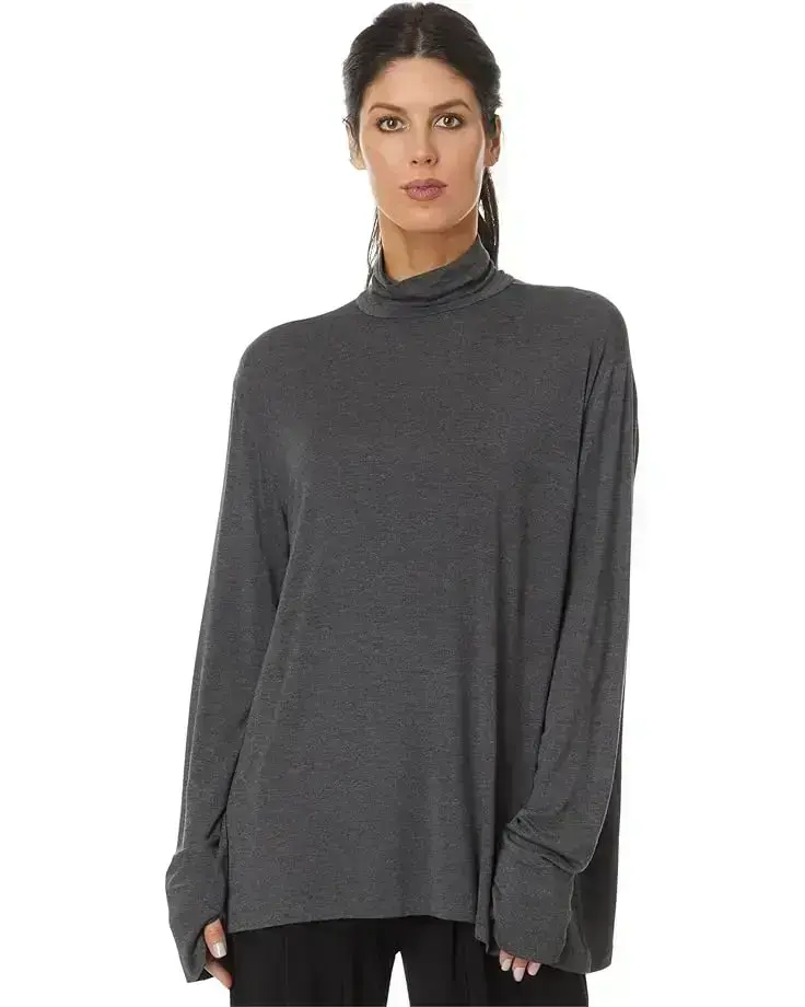 Women's Norma Kamali Long Sleeve Turtleneck Easy Fit Top