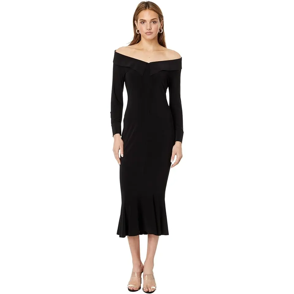 Off Shoulder NK Shirt Fishtail Dress To Midcalf