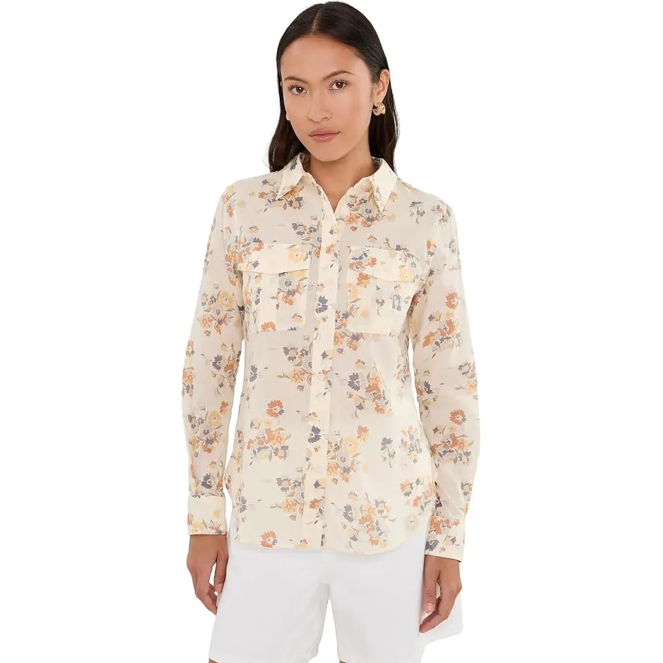 Petite Classic Fit Floral Cotton Voile Shirt