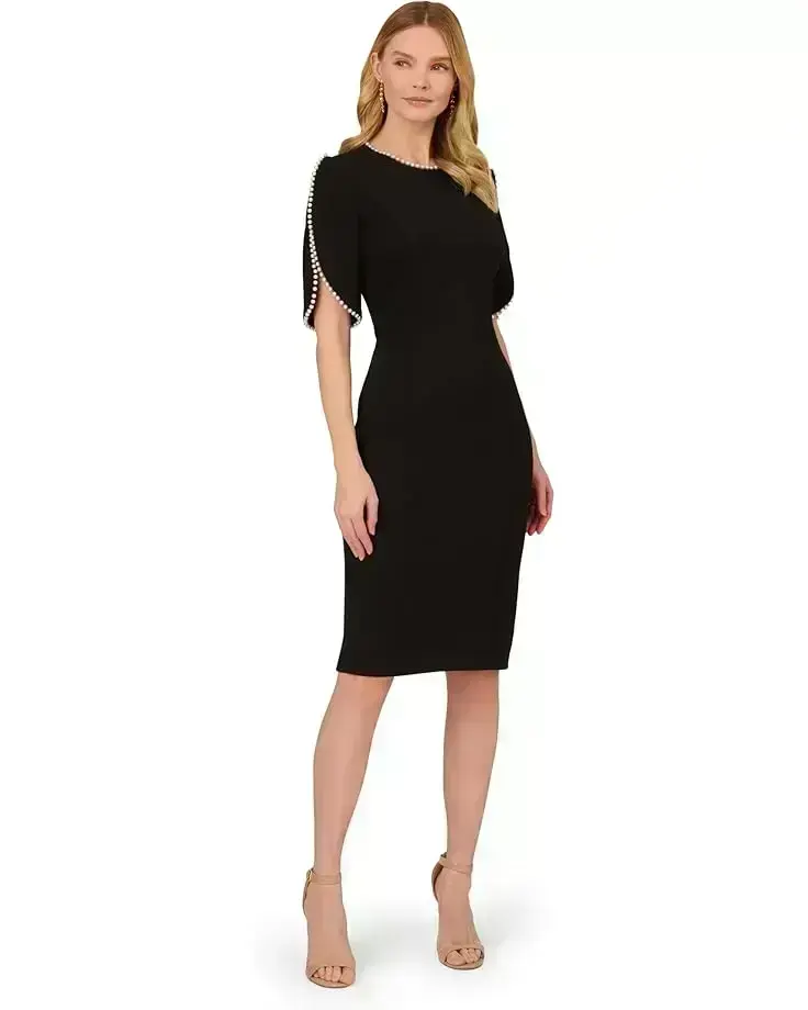 Women's Adrianna Papell Knit Crepe Pearl Midi Dress