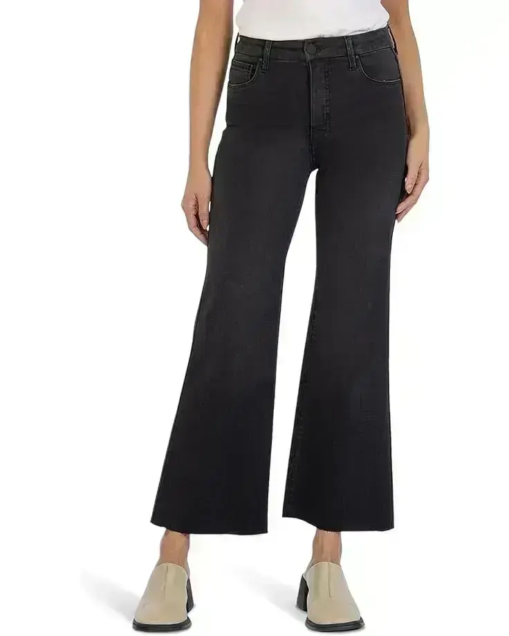 Women's KUT from the Kloth Meg High-Rise Fab Ab Wide Leg Raw Hem in Experiences