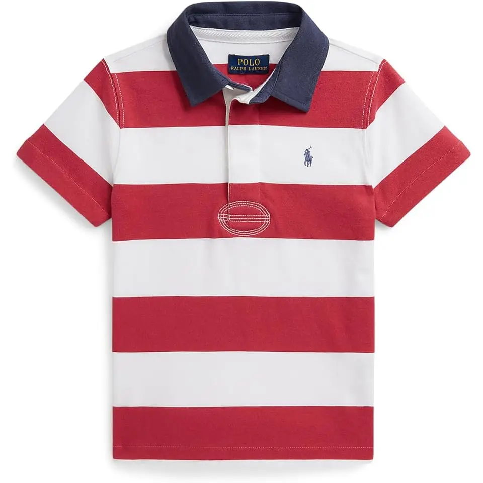 Striped Cotton Short Sleeve Rugby Shirt (Toddler/Little Kid)