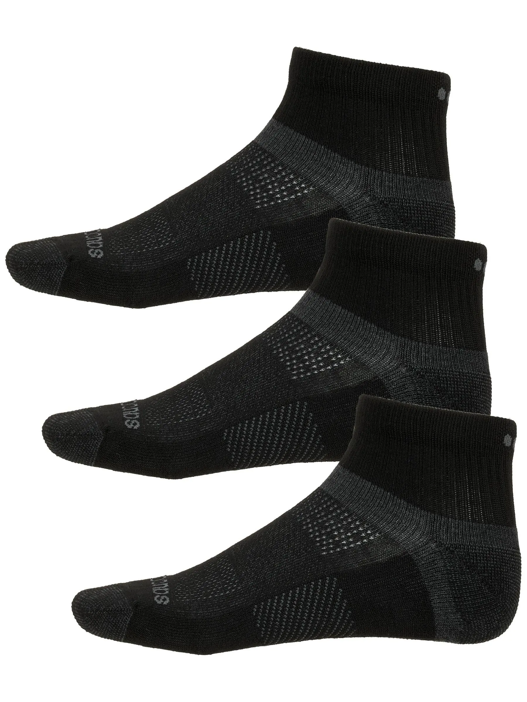 Saucony Inferno Cushion Quarter Socks 3-Pack Black