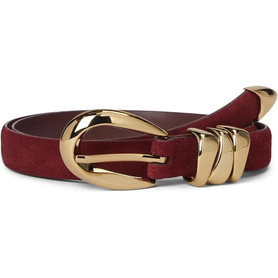 Triple Metal Keeper Belt in Suede