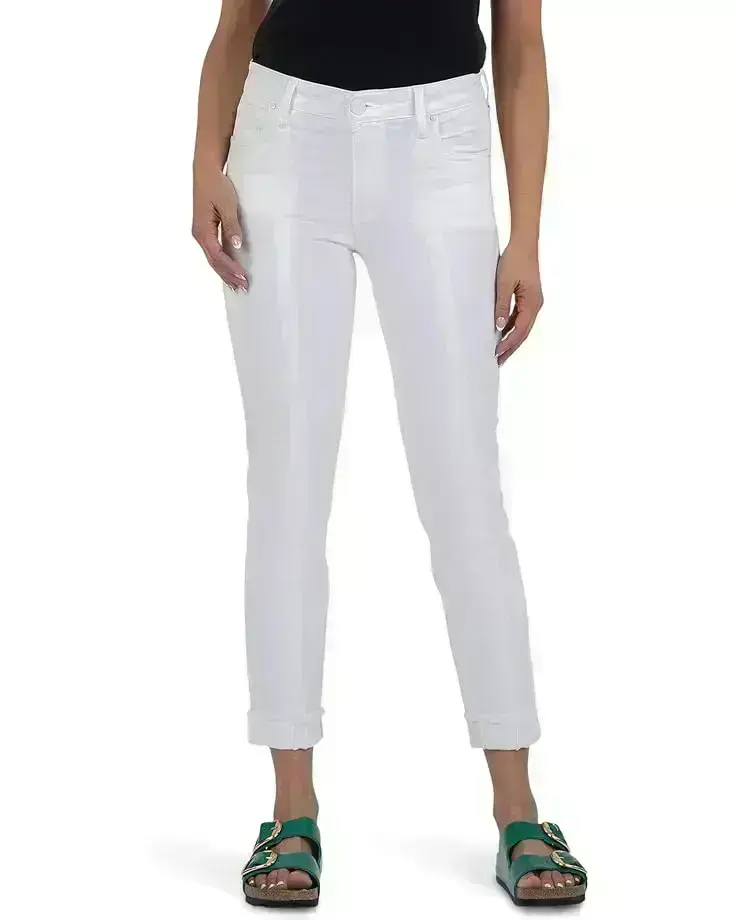 Amy Crop Straight Leg Roll Up Fray Princess Seam