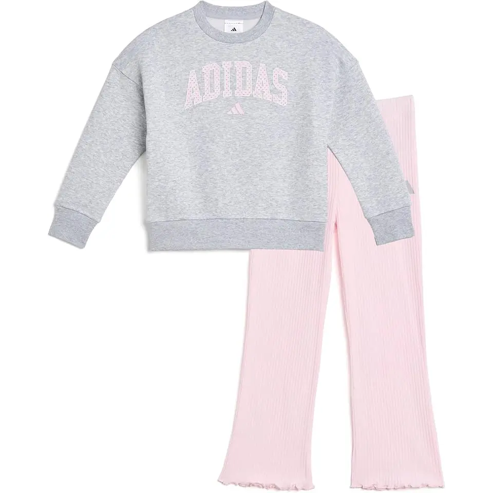 Heather Crew Rib Kick Flare Pant Set (toddler/Little Kid)