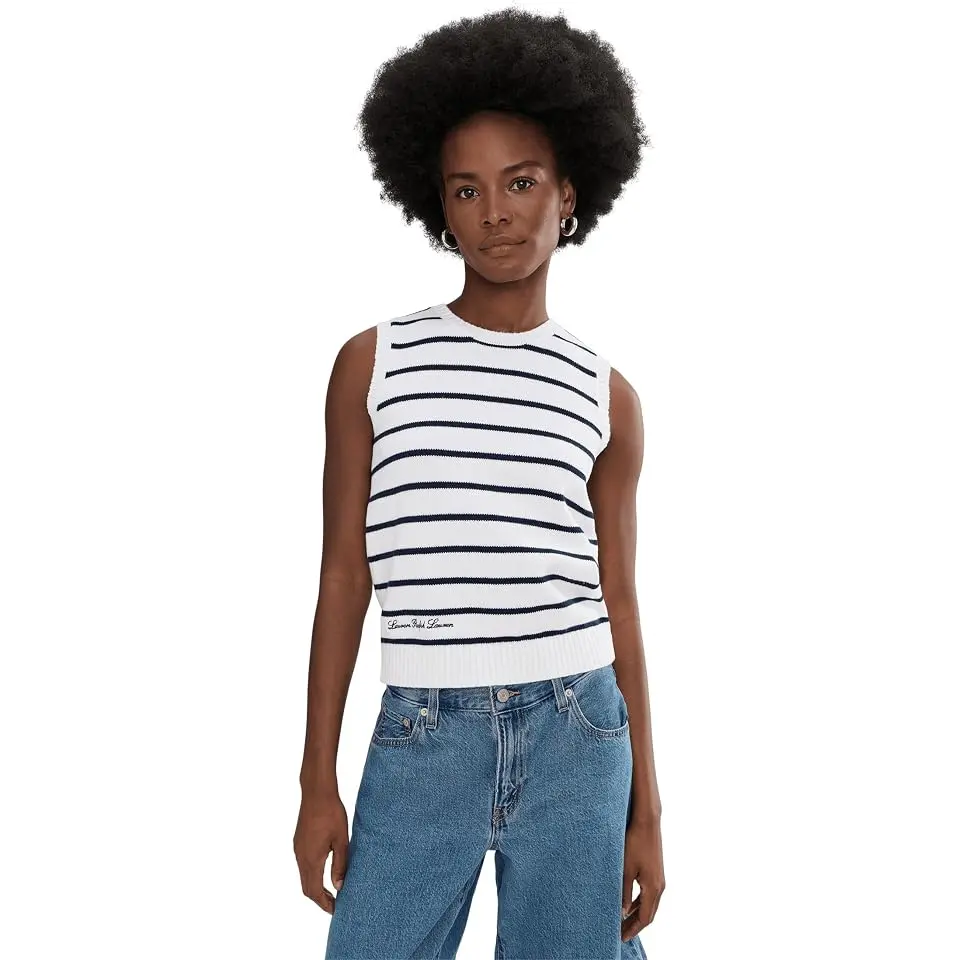 Striped Cotton Sleeveless Sweater