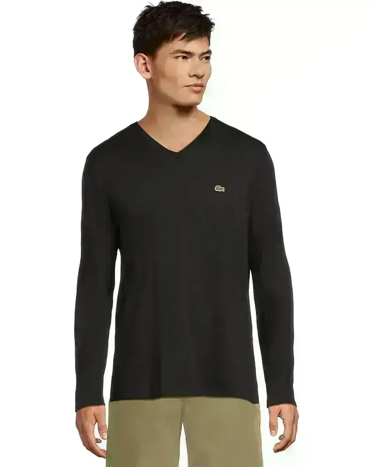 Men's Lacoste Long Sleeve Pima Jersey V-Neck T-Shirt