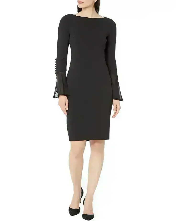Women's Calvin Klein Chiffon Bell Sleeve Sheath Dress