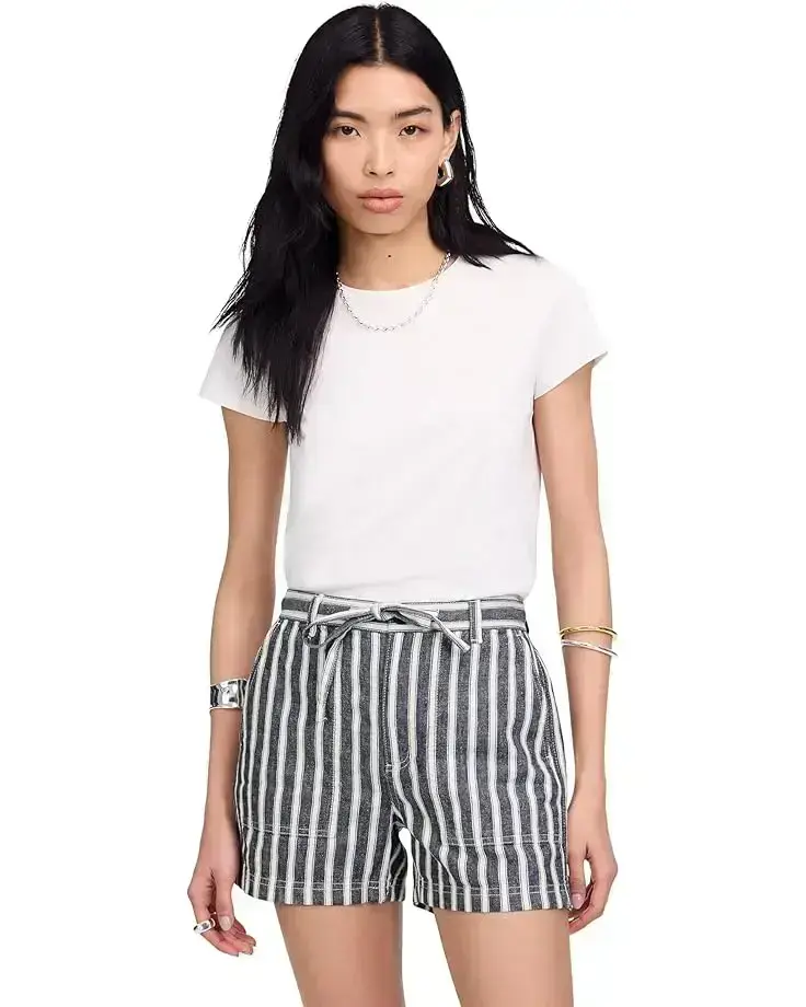 Women's Madewell Utility E Back Shorts - Striped Twill Line