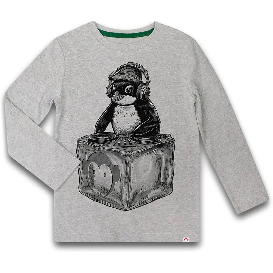 Penguin DJ Graphic Long Sleeve Tee (Toddler/Little Kid/Big Kid)