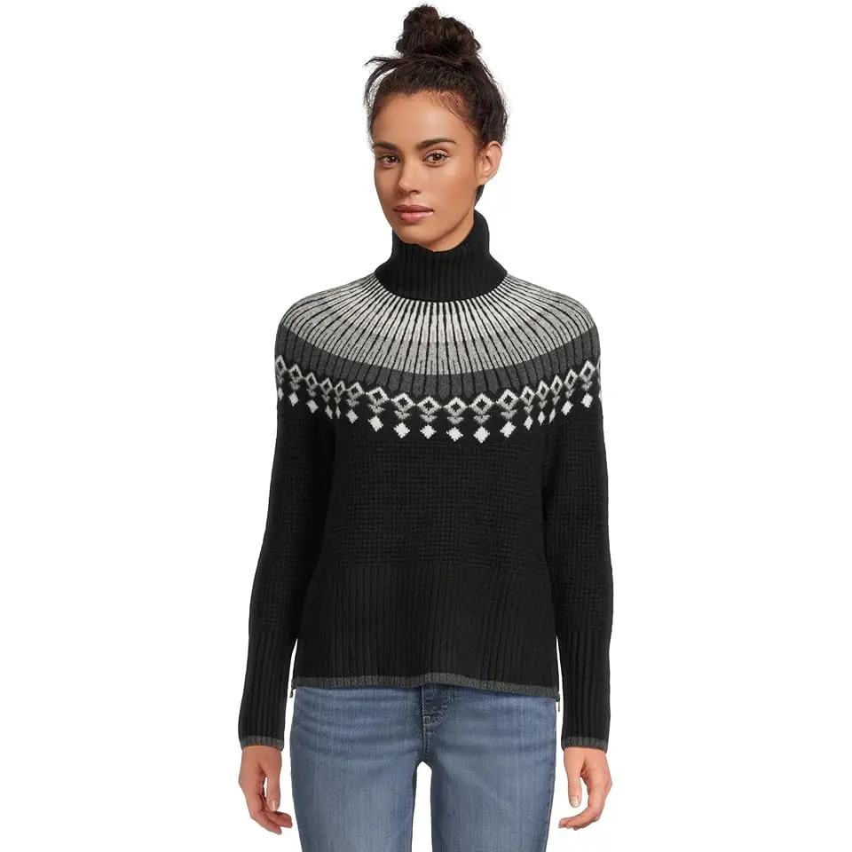 Supersoft Waffle Sweater Turtleneck Fair Isle