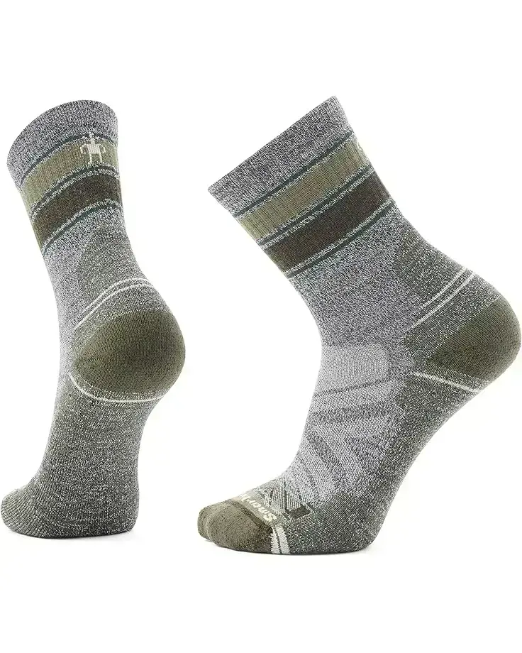 Men's Smartwool Hike Light Cushion Striped Mid Crew Socks