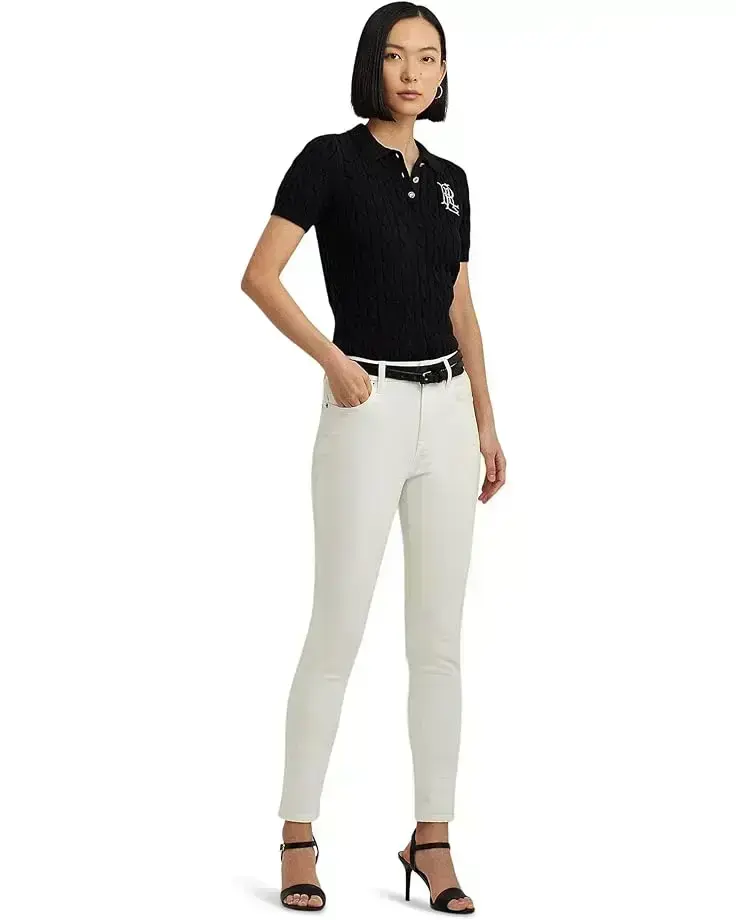 Cable-Knit Cotton Polo Sweater
