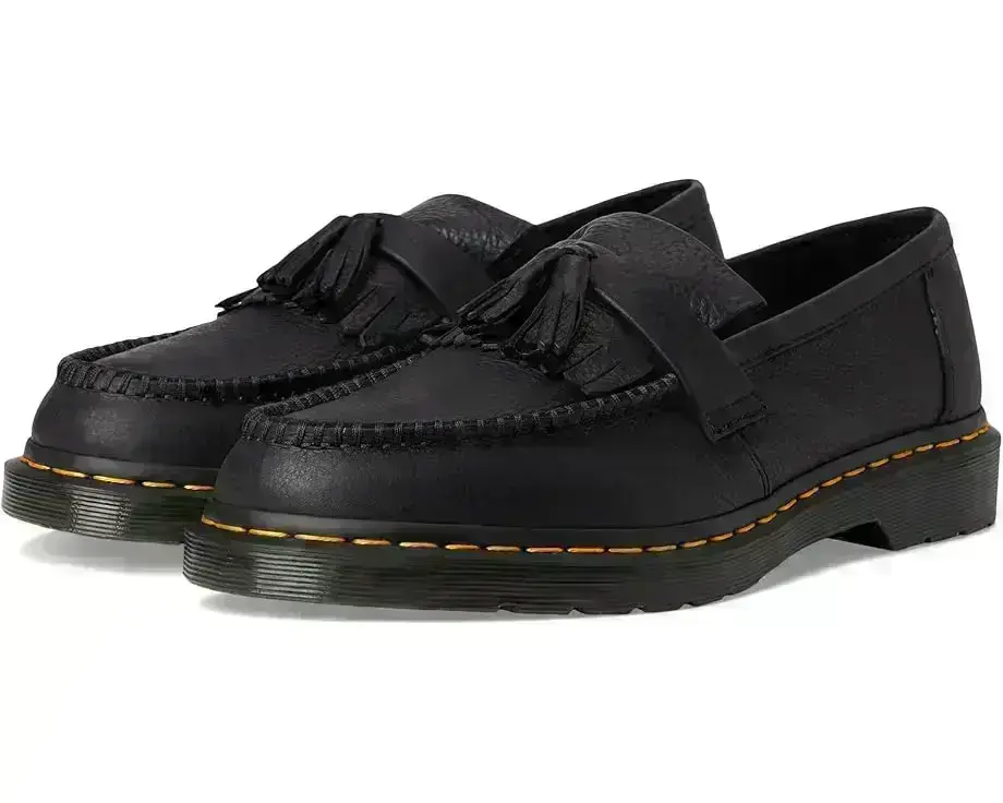 Unisex Dr. Martens Adrian Yellow Stitch Leather Loafers