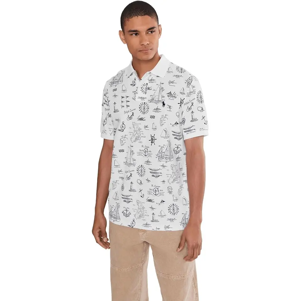 Classic Fit Nautical Mesh Polo Shirt