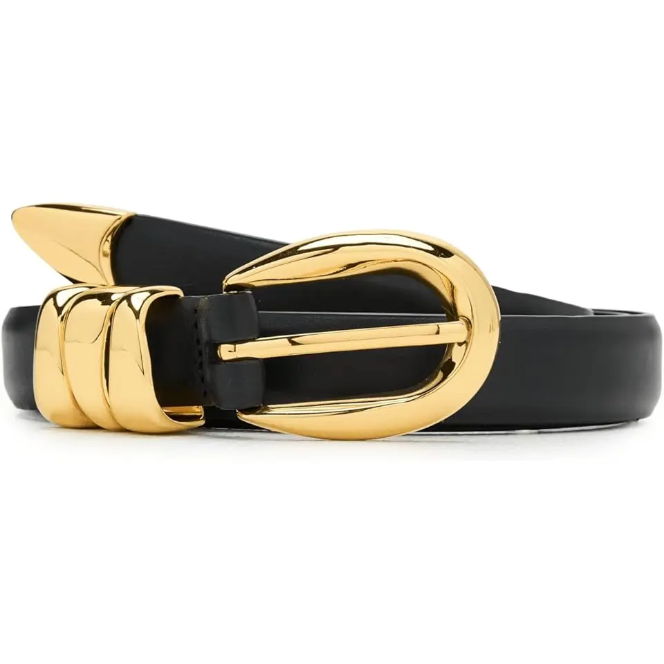 Triple Metal Keeper Belt in Leather