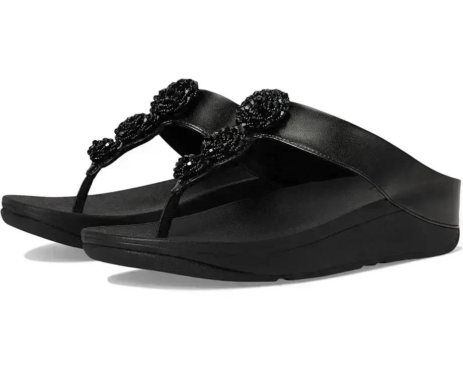 Women's FitFlop Fino Beadie-Button Metallic Toe-Post Sandals