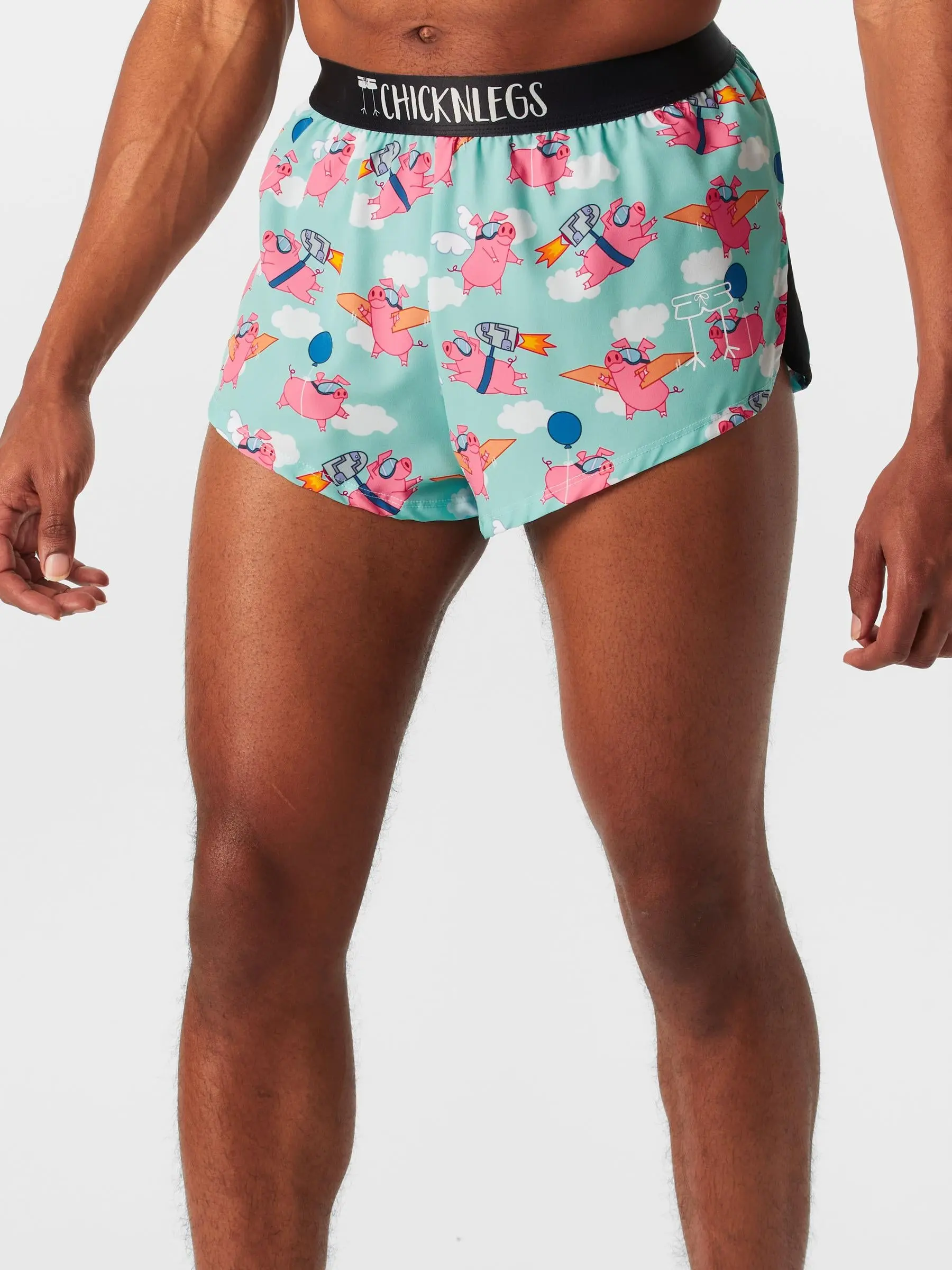 ChicknLegs Men's Flying Pigs 2" Split Shorts