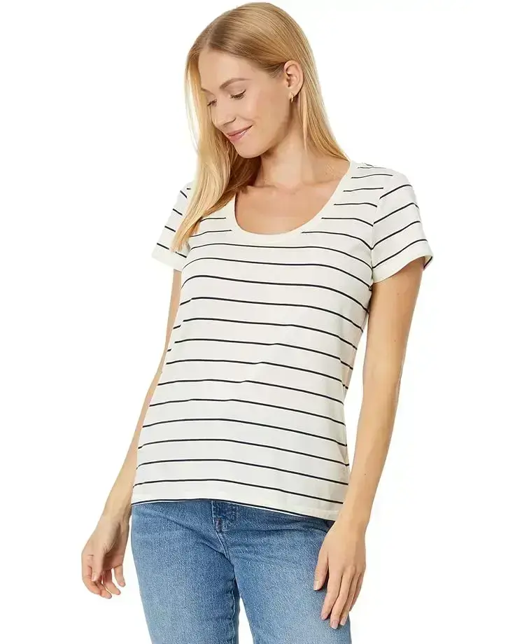 Women's L.L.Bean Soft Stretch Supima Tee Scoop Neck Short Sleeve Stripe
