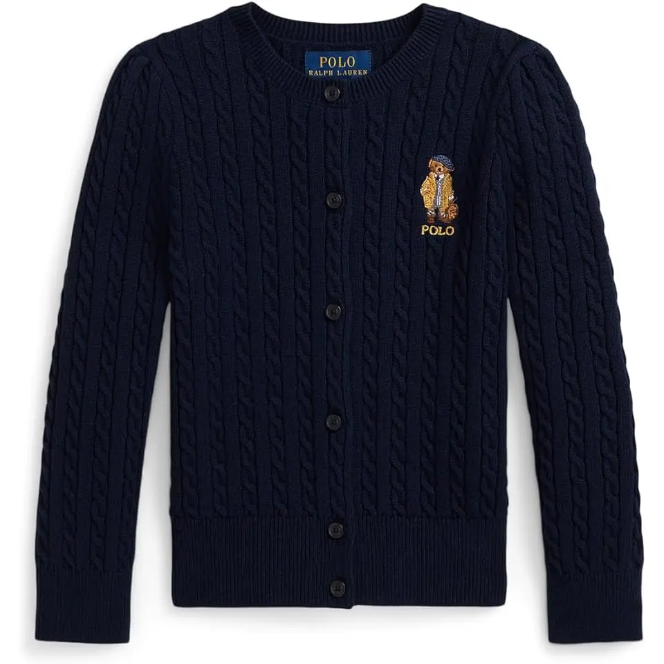 Polo Bear Mini-Cable Cotton Cardigan (Toddler/Little Kids)