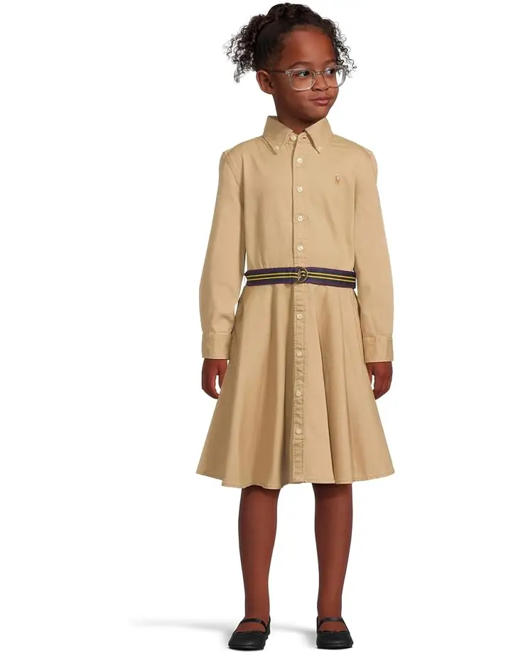 Belted Cotton Chino Shirtdress (Big Kids)