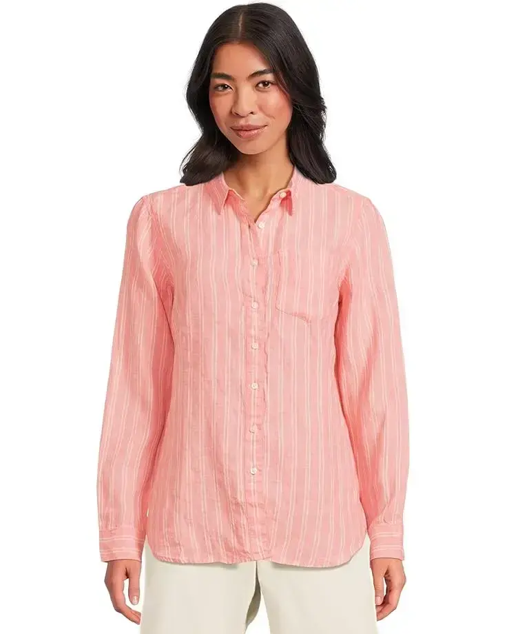 Women's L.L.Bean Premium Washable Linen Stripe Tunic Shirt
