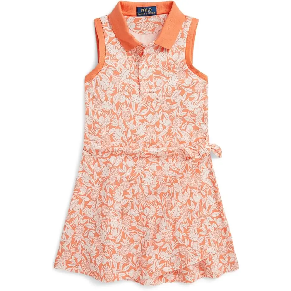 Pineapple Faux-Wrap Mesh Polo Dress (Toddler/Little Kid)