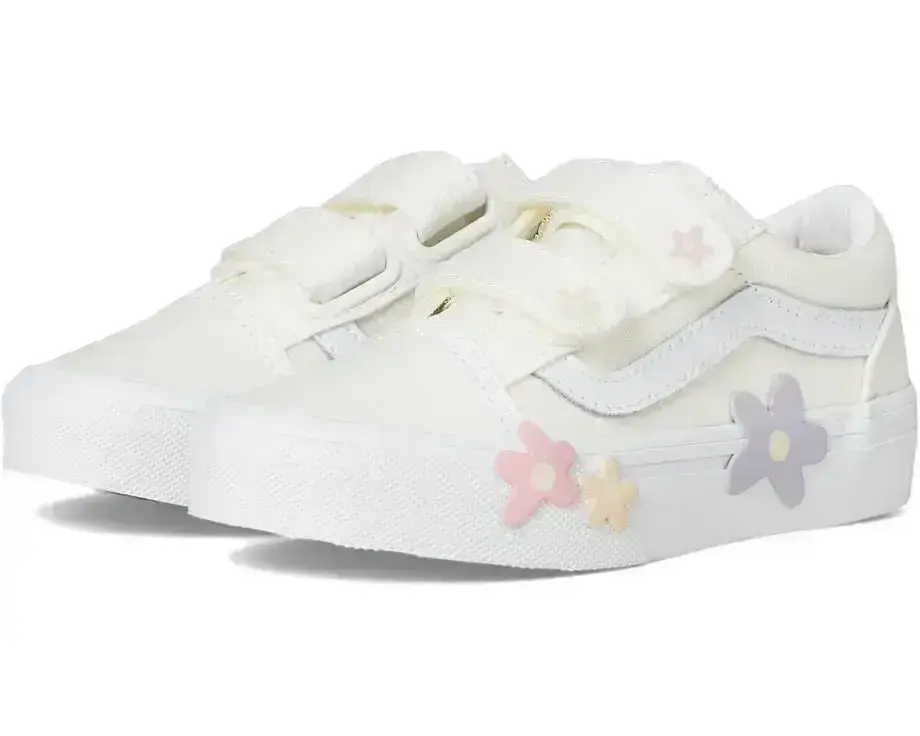 Vans Kids Old Skool V Flower (Little Kid)