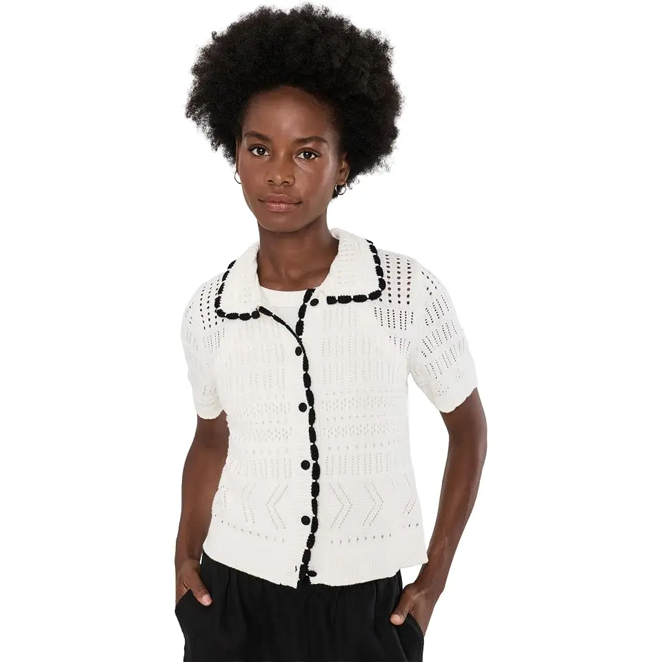 Contrast Stitch Short Sleeve Cardigan