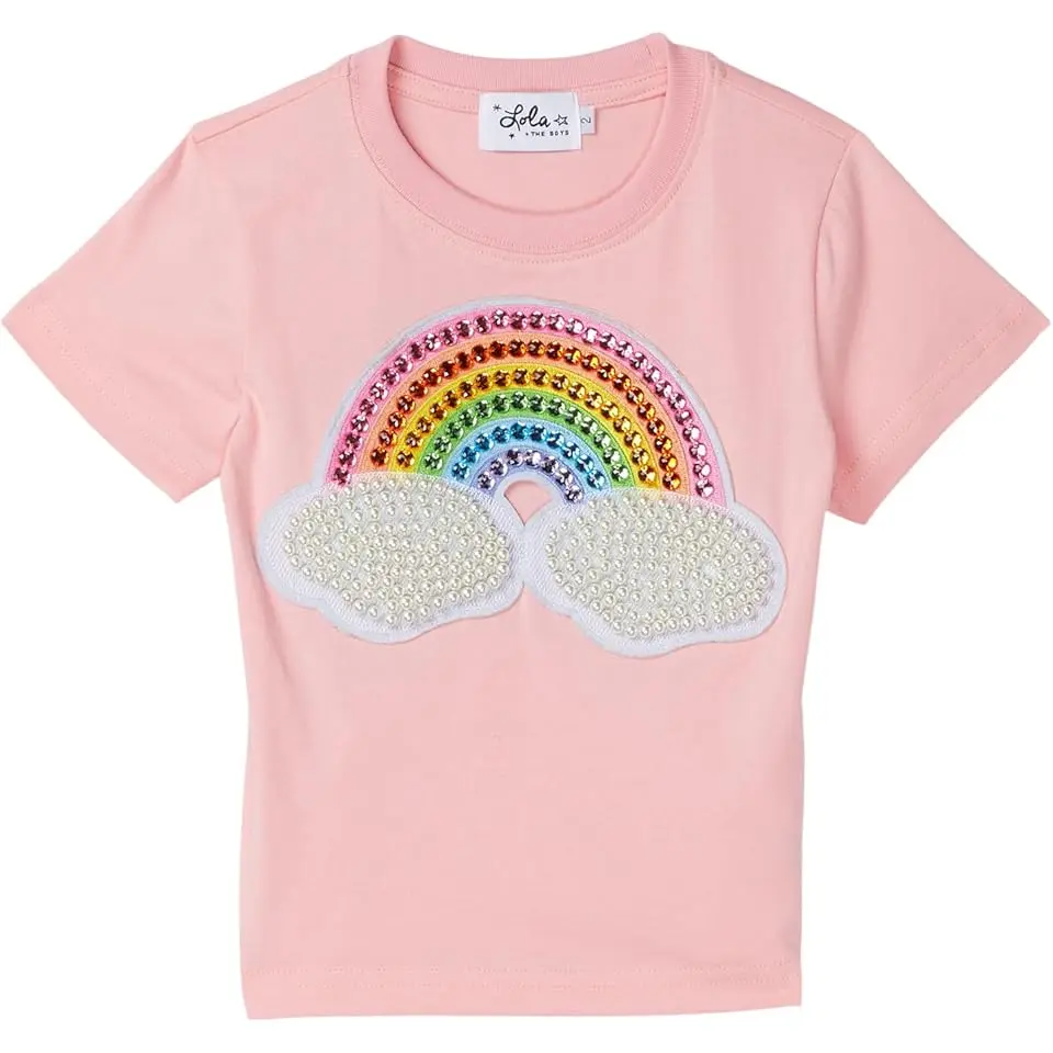 Pink Rainbow Pearl Patch T-Shirt (Toddler/Little Kid/Big Kid)