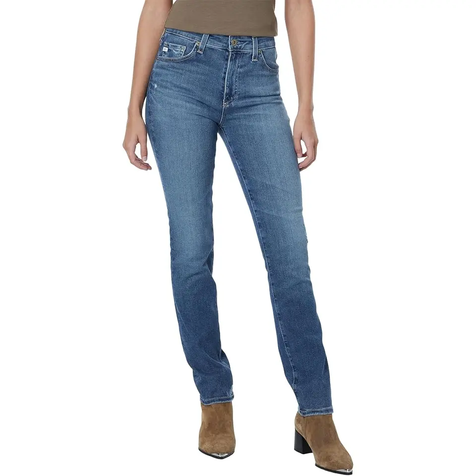 Mari High-Waist Slim Straight Leg Jeans in Park Slope