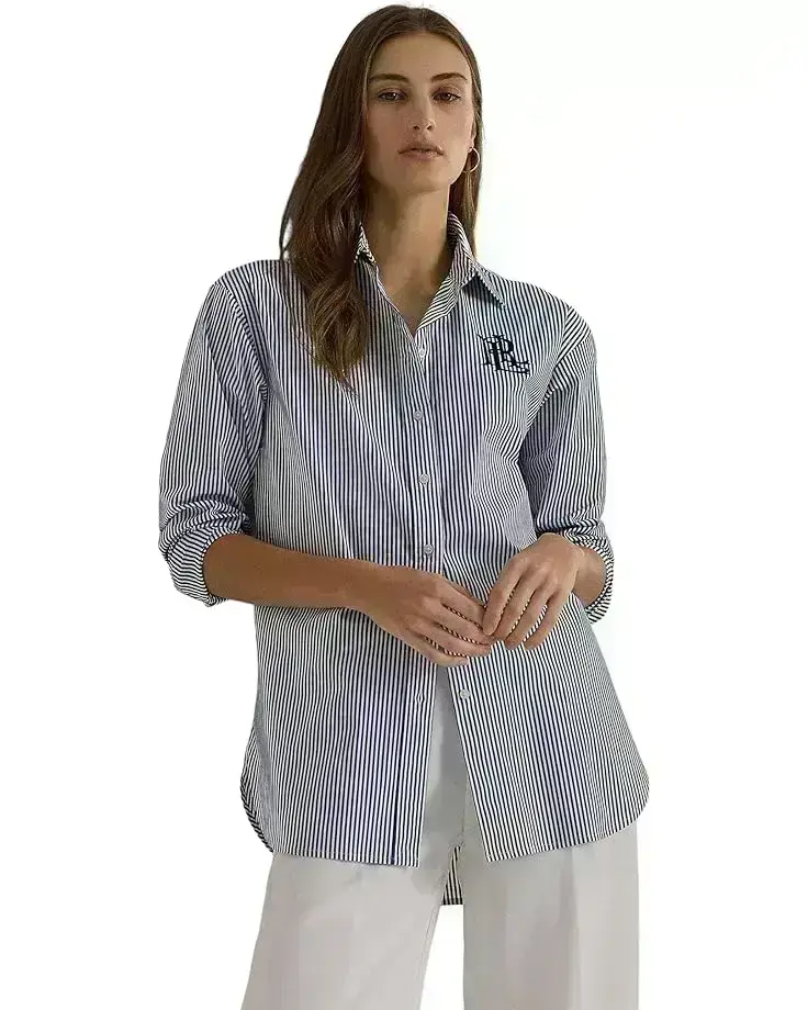 Relaxed Fit Striped Stretch Cotton Shirt