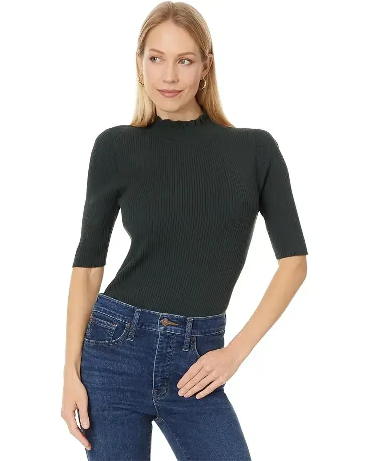 Women's Lilla P Ruffle Mock Neck Sweater