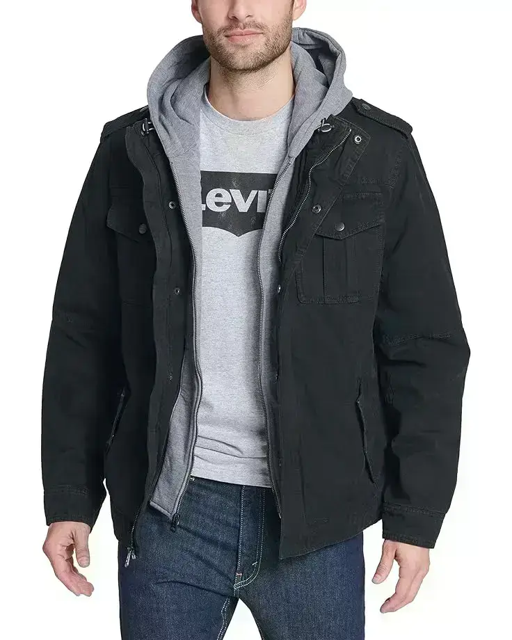 Men's Levi's® Two-Pocket Hoodie with Zip Out Jersey Bib/Hood and Sherpa Lining
